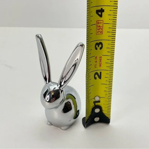 Bunny Chrome Rabbit Ring Holder Paperweight - Picture 8 of 11
